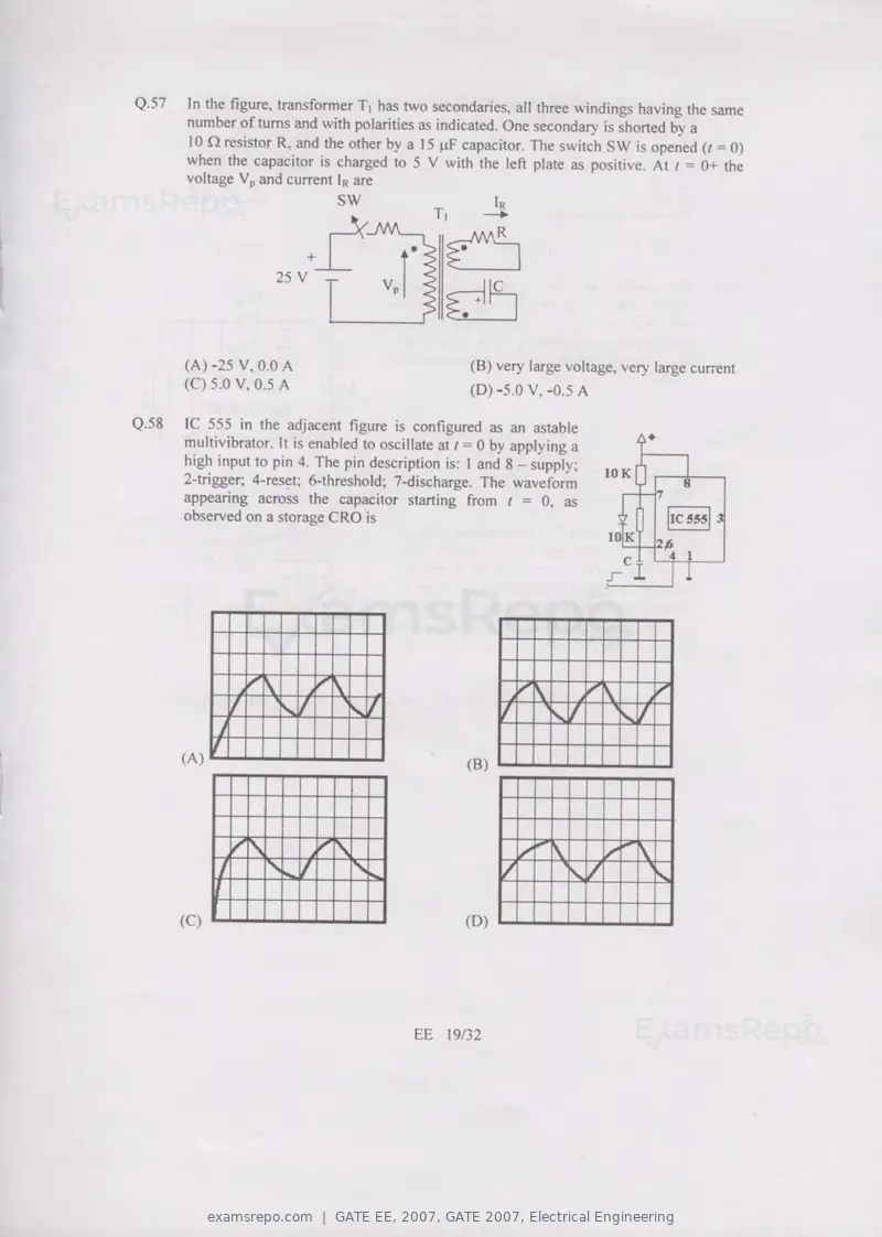 GATE EE 2007 question paper, GATE 2007, Electrical Engineering, page 19 of 27