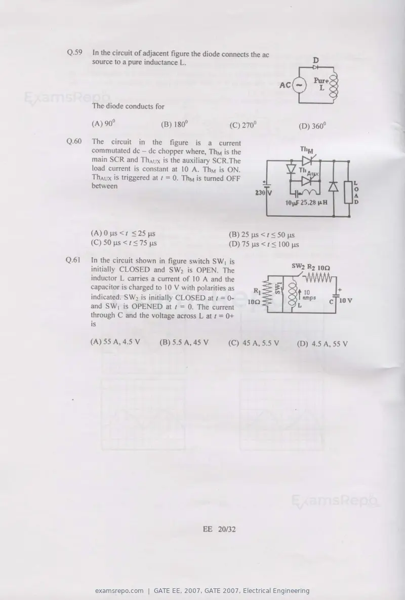 GATE EE 2007 question paper, GATE 2007, Electrical Engineering, page 20 of 27