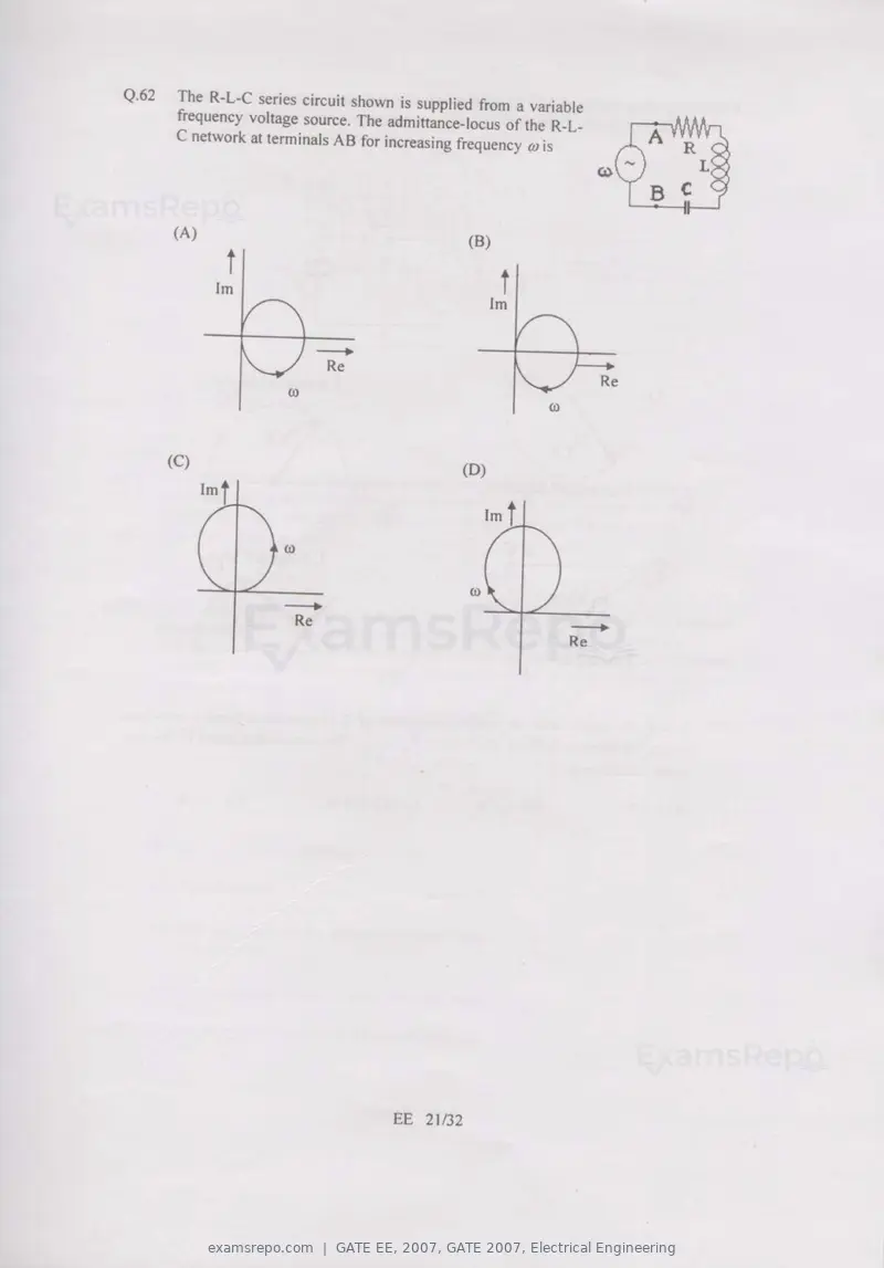 GATE EE 2007 question paper, GATE 2007, Electrical Engineering, page 21 of 27
