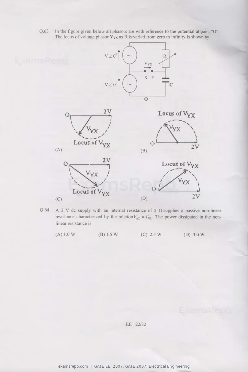 GATE EE 2007 question paper, GATE 2007, Electrical Engineering, page 22 of 27