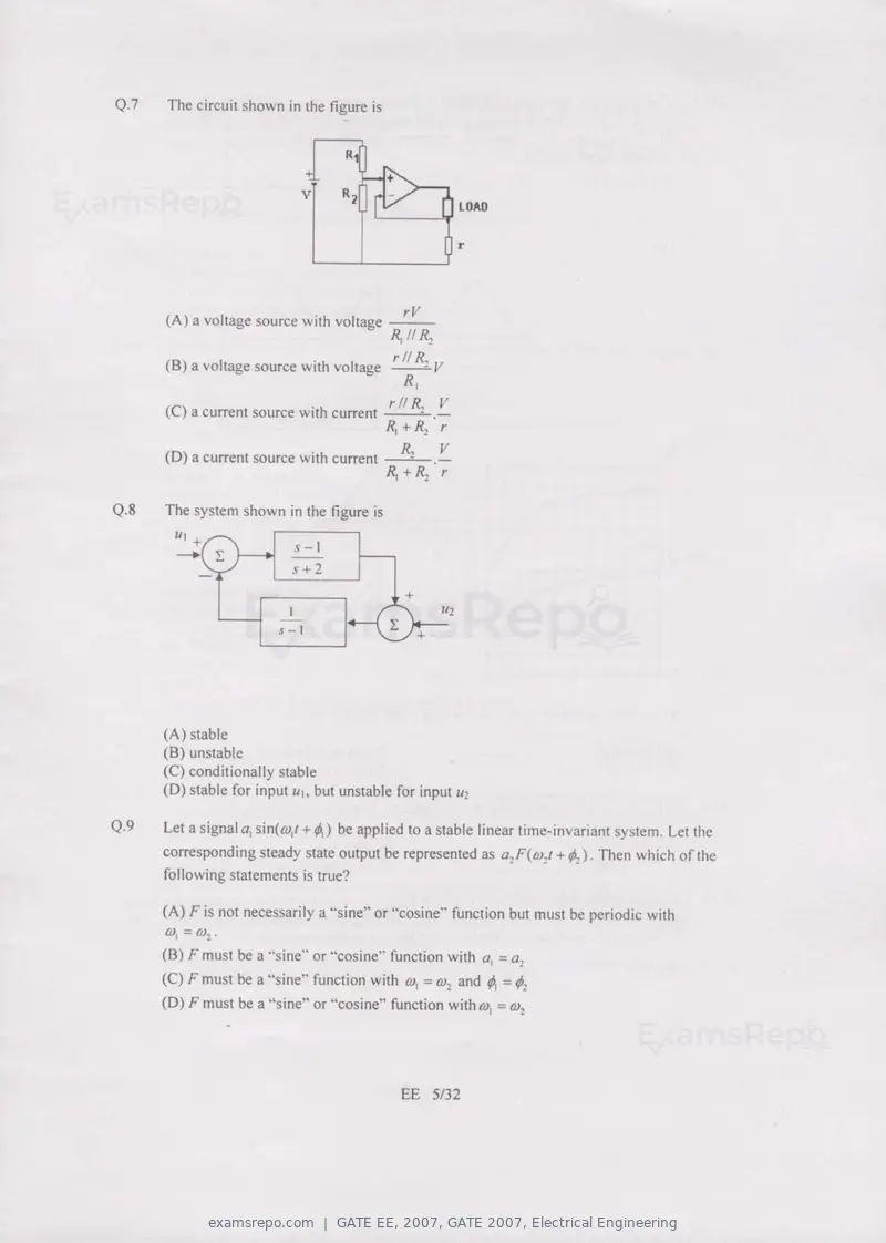 GATE EE 2007 question paper, GATE 2007, Electrical Engineering, page 5 of 27