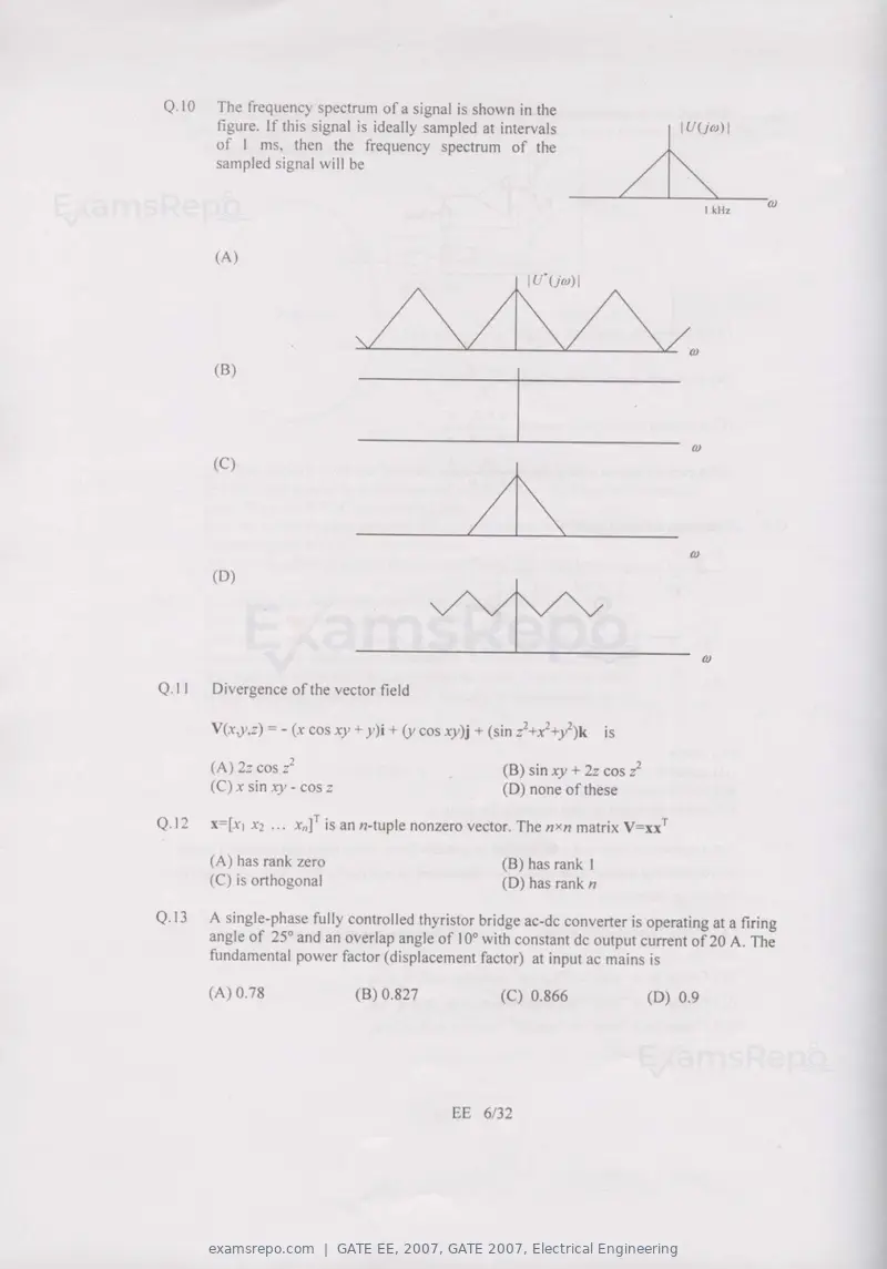 GATE EE 2007 question paper, GATE 2007, Electrical Engineering, page 6 of 27