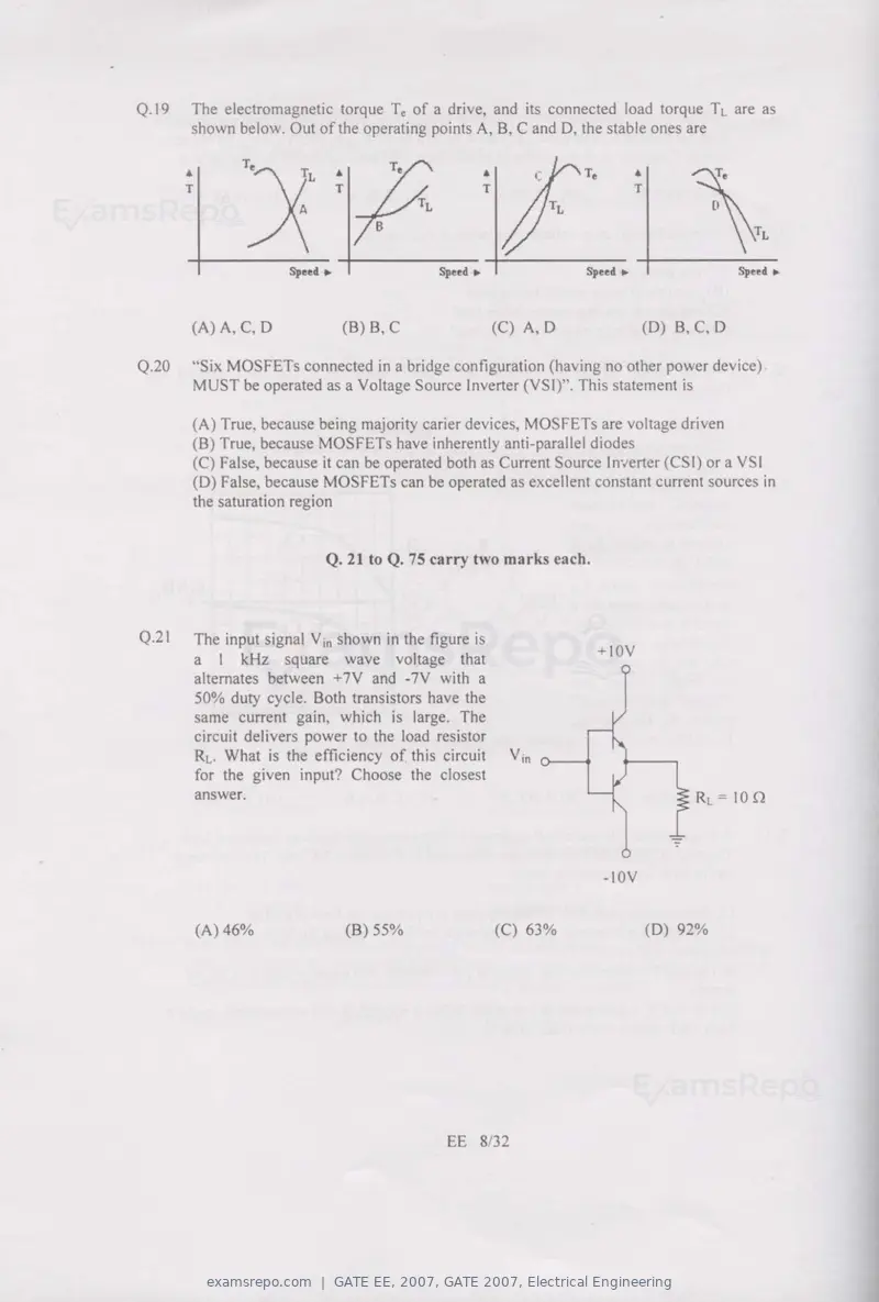 GATE EE 2007 question paper, GATE 2007, Electrical Engineering, page 8 of 27