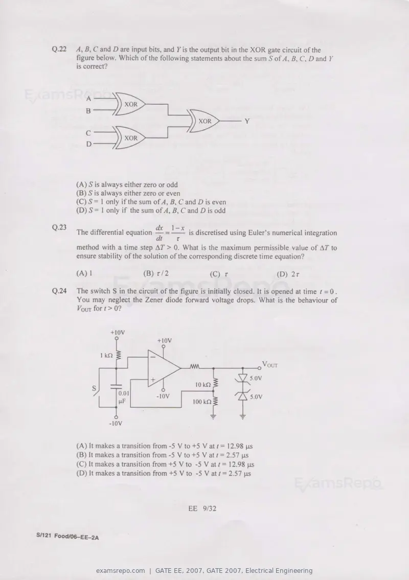 GATE EE 2007 question paper, GATE 2007, Electrical Engineering, page 9 of 27