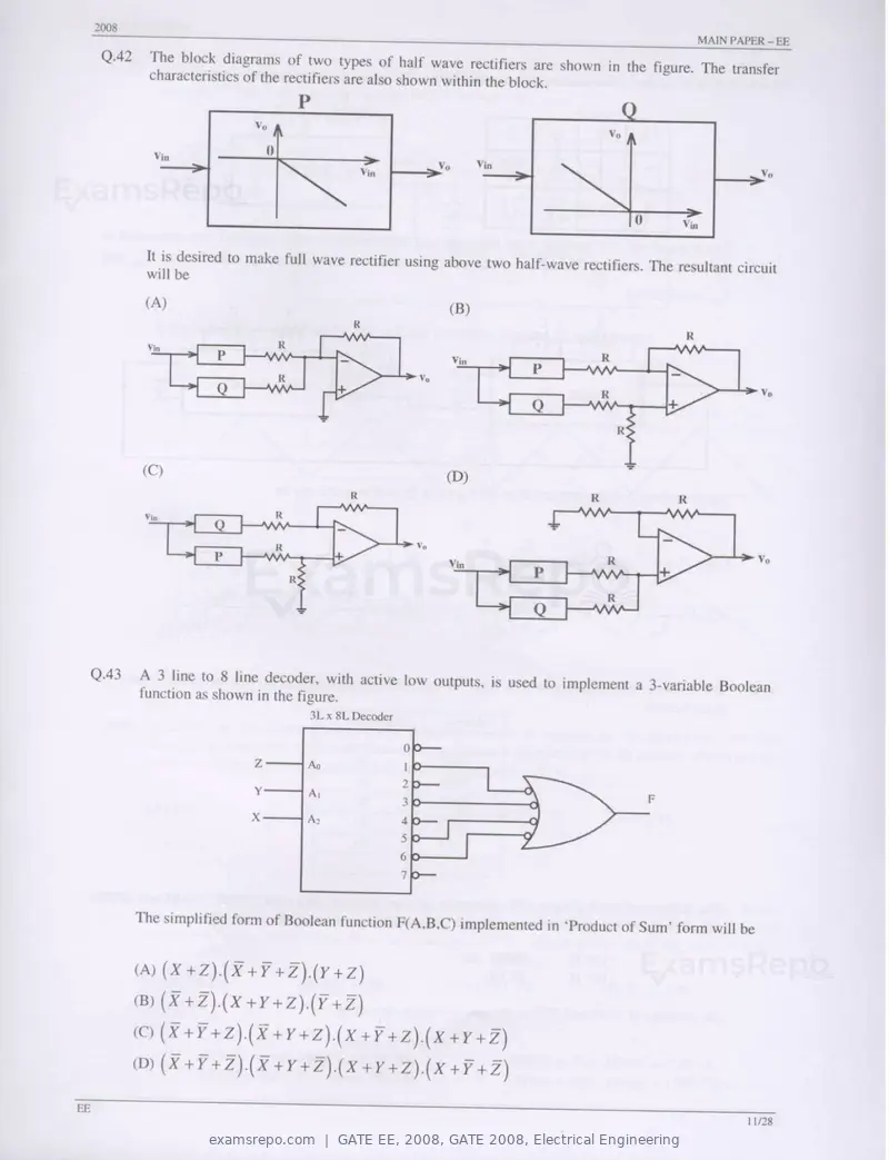 GATE EE 2008 question paper, GATE 2008, Electrical Engineering, page 11 of 24