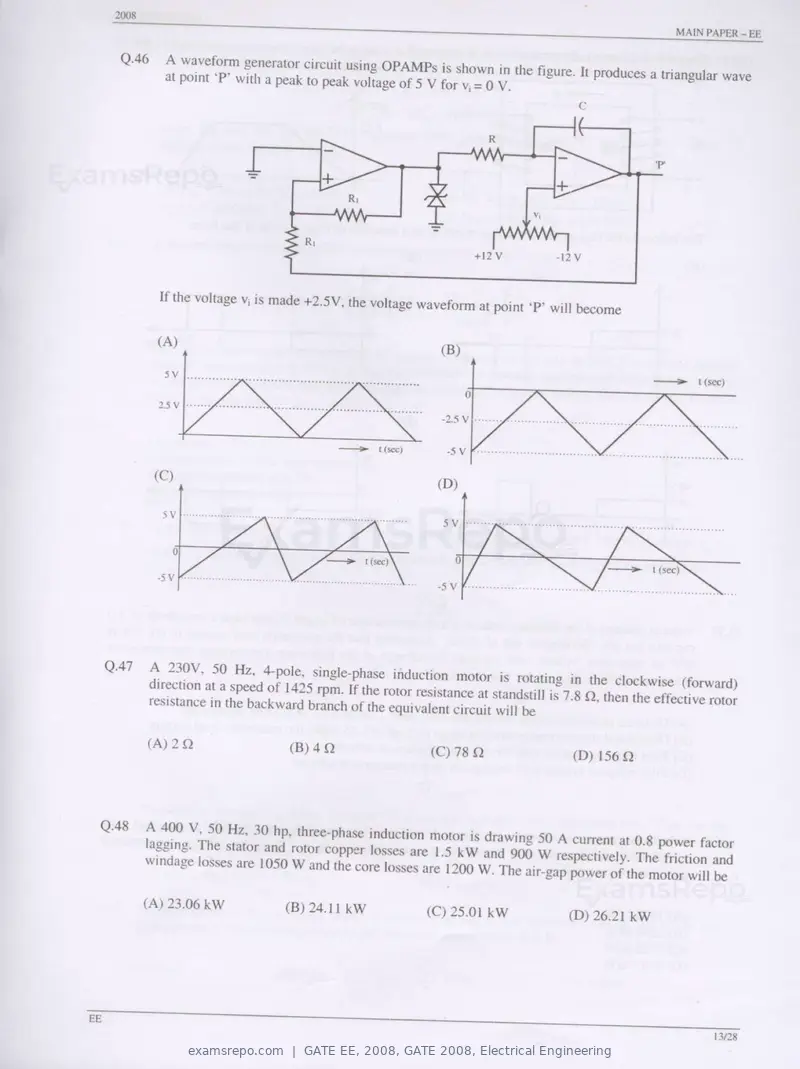 GATE EE 2008 question paper, GATE 2008, Electrical Engineering, page 13 of 24