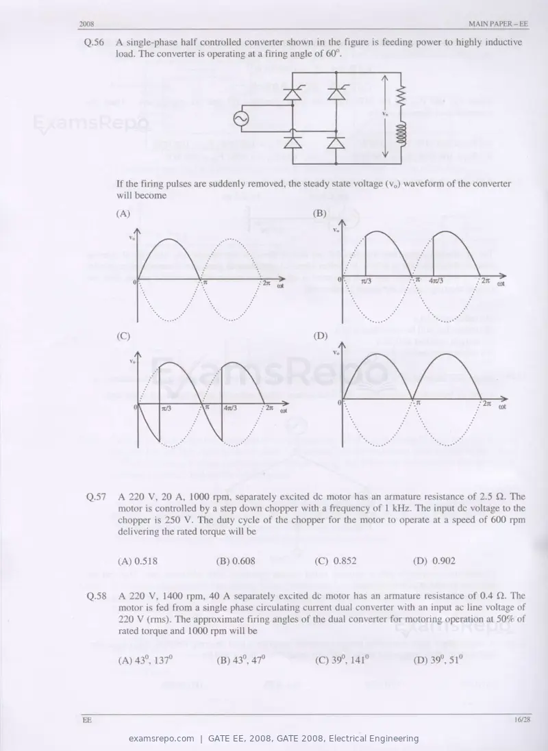 GATE EE 2008 question paper, GATE 2008, Electrical Engineering, page 16 of 24