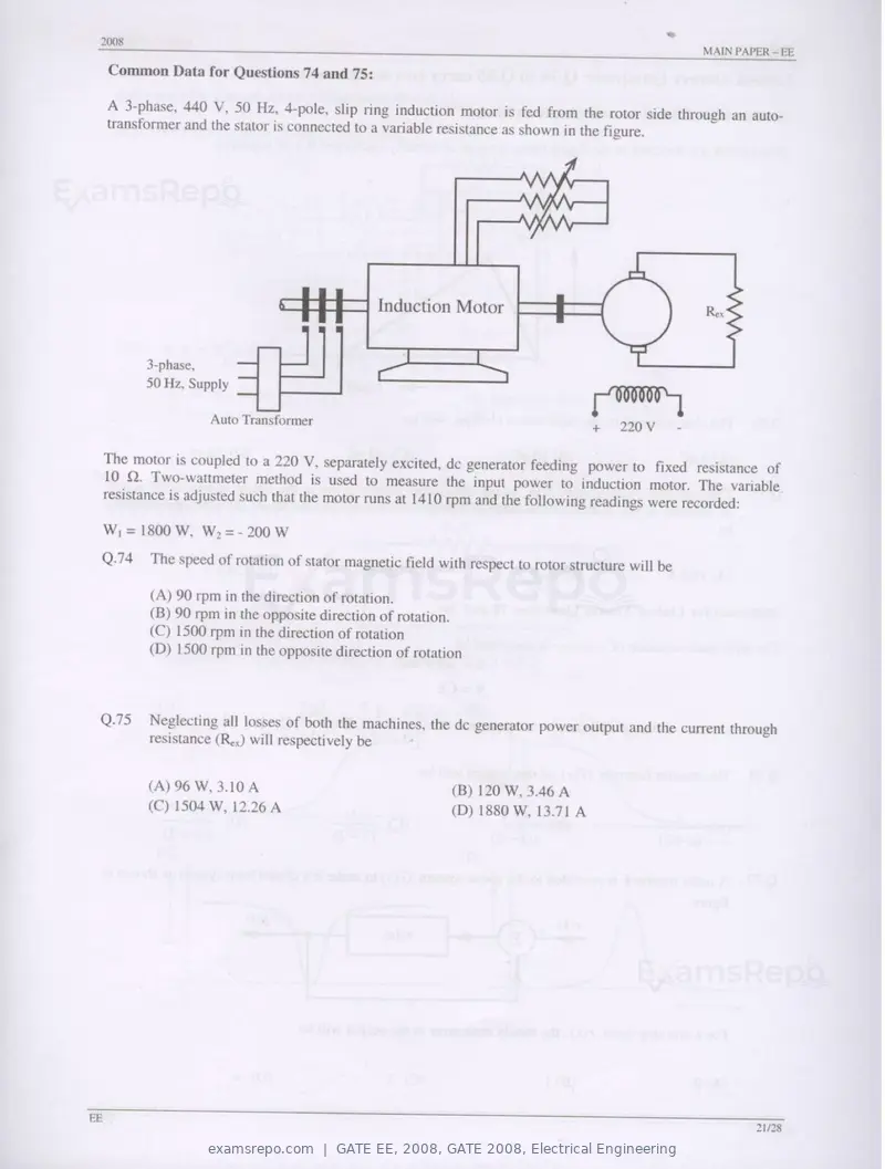 GATE EE 2008 question paper, GATE 2008, Electrical Engineering, page 21 of 24