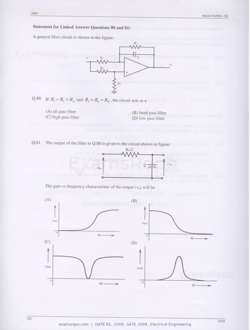 GATE EE 2008 question paper, GATE 2008, Electrical Engineering, page 23 of 24