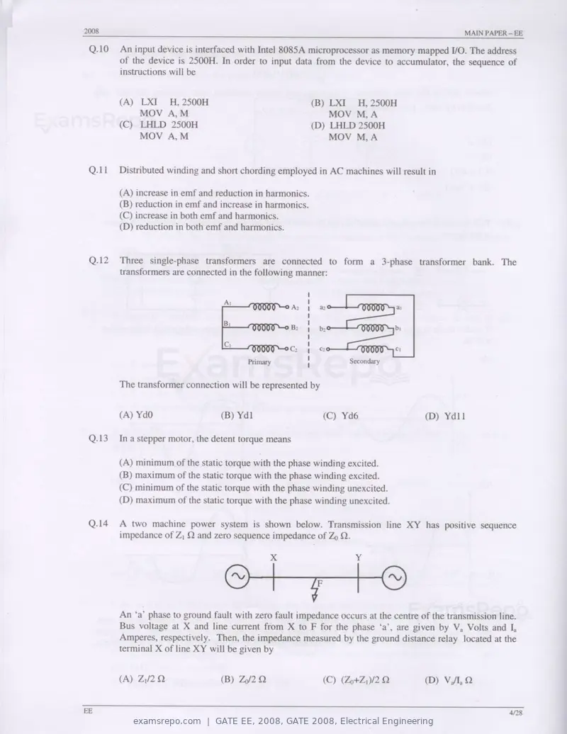 GATE EE 2008 question paper, GATE 2008, Electrical Engineering, page 4 of 24