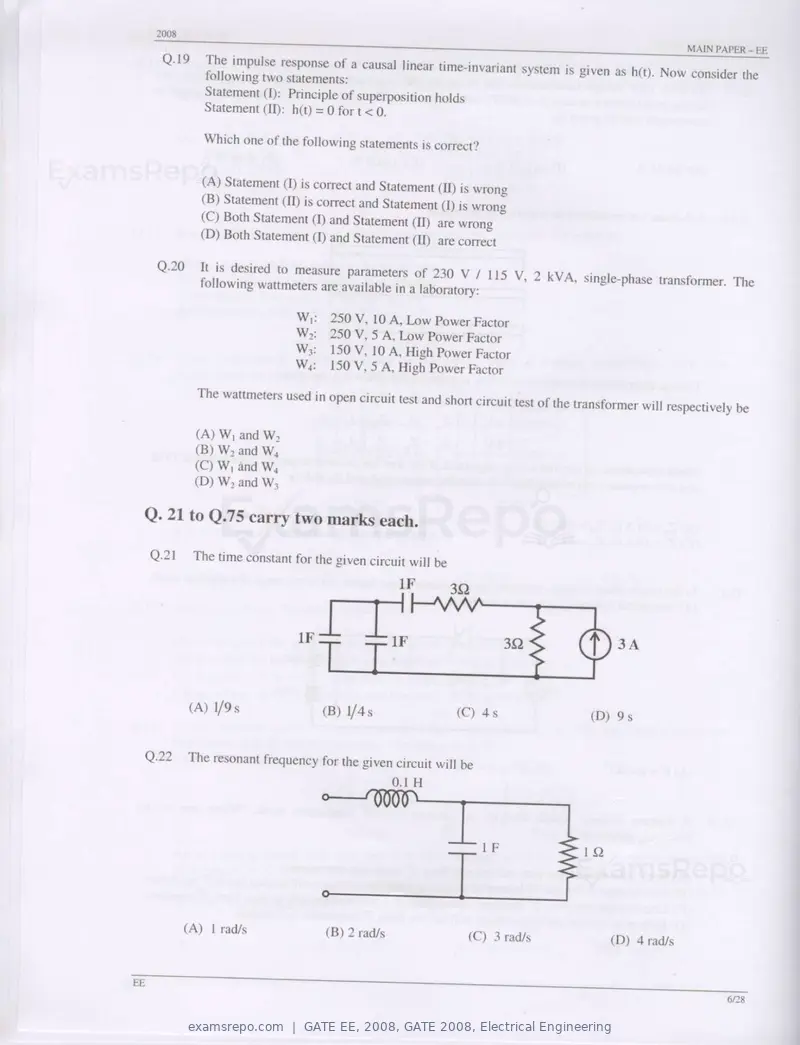 GATE EE 2008 question paper, GATE 2008, Electrical Engineering, page 6 of 24