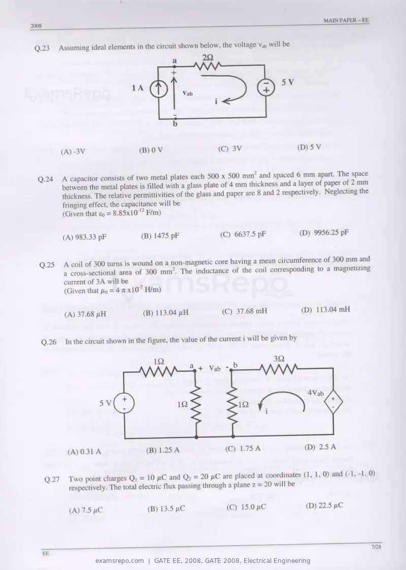 GATE EE 2008 question paper, GATE 2008, Electrical Engineering, page 7 of 24