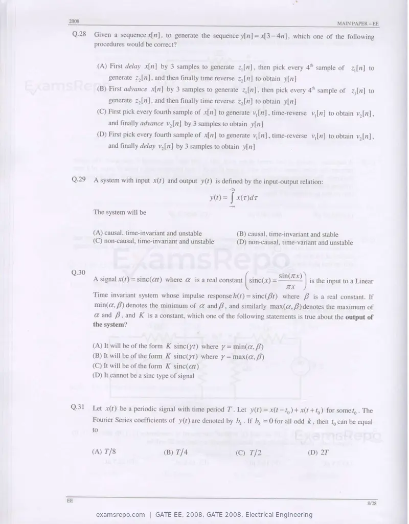 GATE EE 2008 question paper, GATE 2008, Electrical Engineering, page 8 of 24