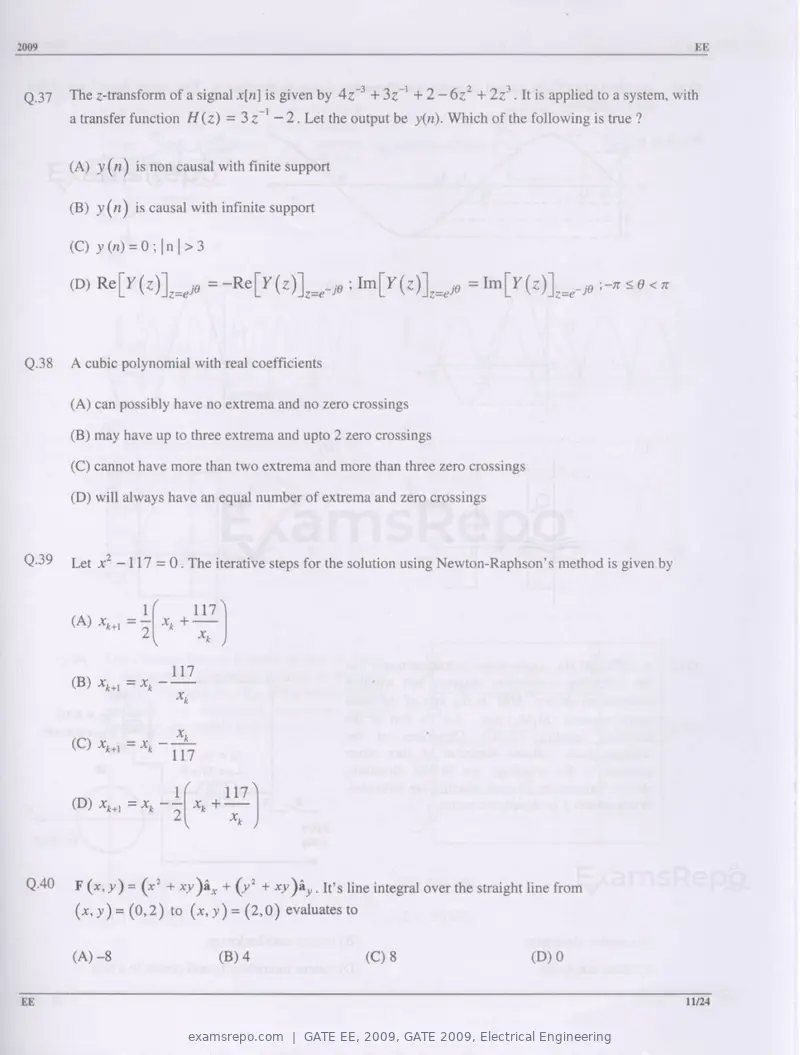 GATE EE 2009 question paper, GATE 2009, Electrical Engineering, page 11 of 19