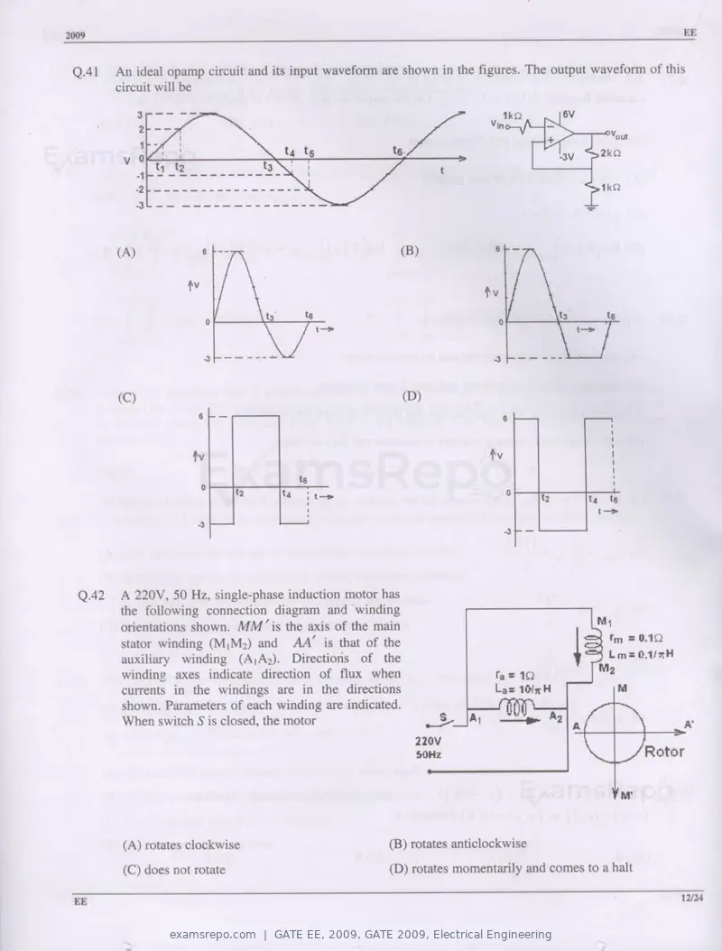 GATE EE 2009 question paper, GATE 2009, Electrical Engineering, page 12 of 19