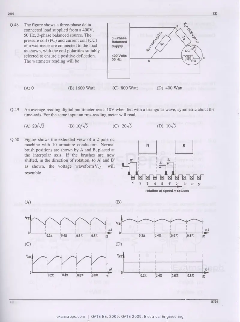 GATE EE 2009 question paper, GATE 2009, Electrical Engineering, page 15 of 19