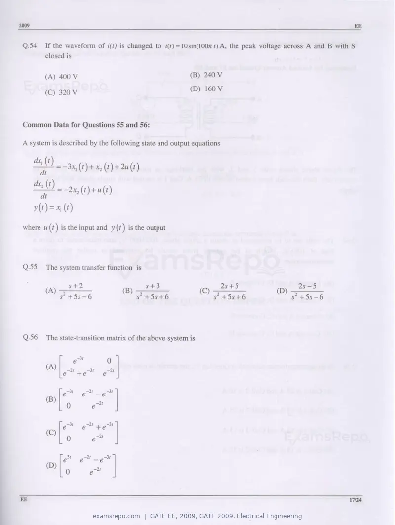 GATE EE 2009 question paper, GATE 2009, Electrical Engineering, page 17 of 19