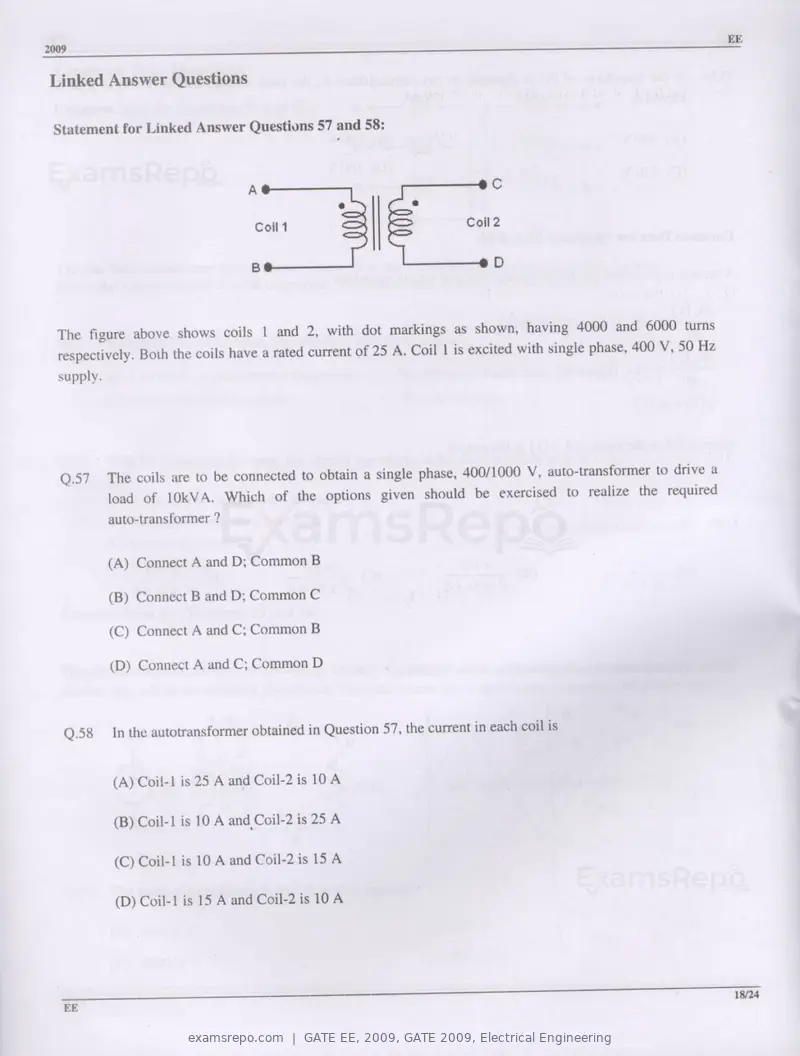 GATE EE 2009 question paper, GATE 2009, Electrical Engineering, page 18 of 19