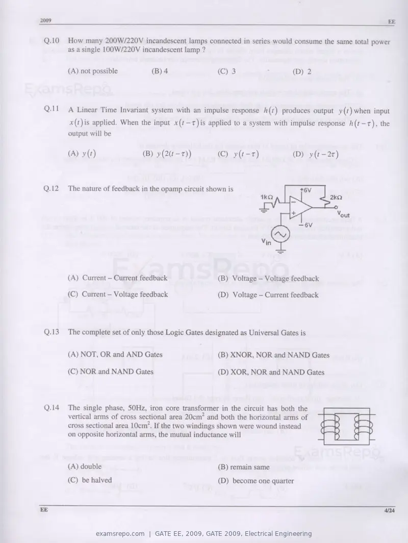 GATE EE 2009 question paper, GATE 2009, Electrical Engineering, page 4 of 19