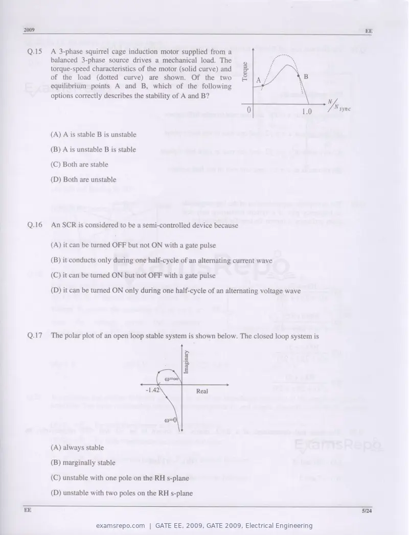 GATE EE 2009 question paper, GATE 2009, Electrical Engineering, page 5 of 19