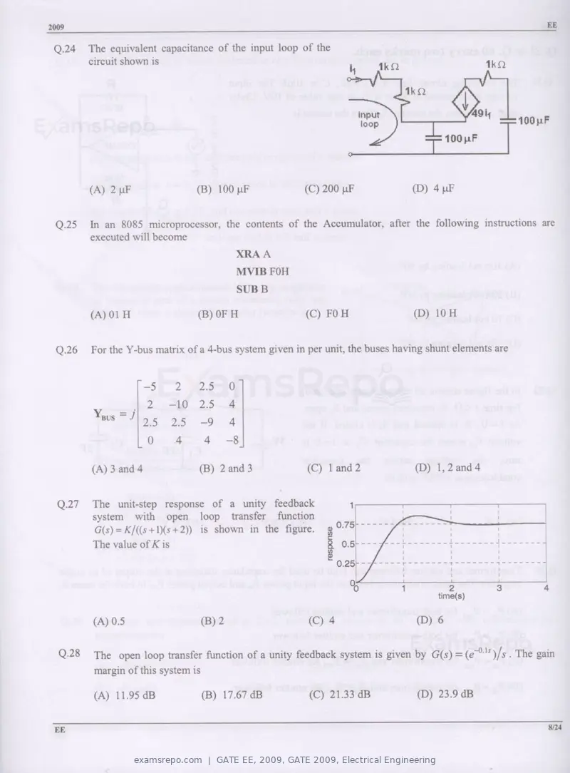GATE EE 2009 question paper, GATE 2009, Electrical Engineering, page 8 of 19