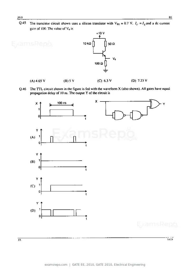 GATE EE 2010 question paper, GATE 2010, Electrical Engineering, page 14 of 24