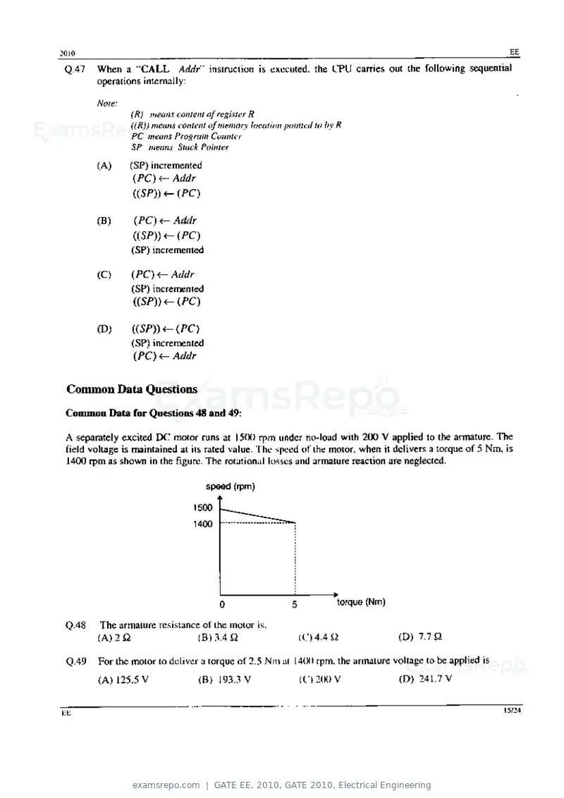 GATE EE 2010 question paper, GATE 2010, Electrical Engineering, page 15 of 24