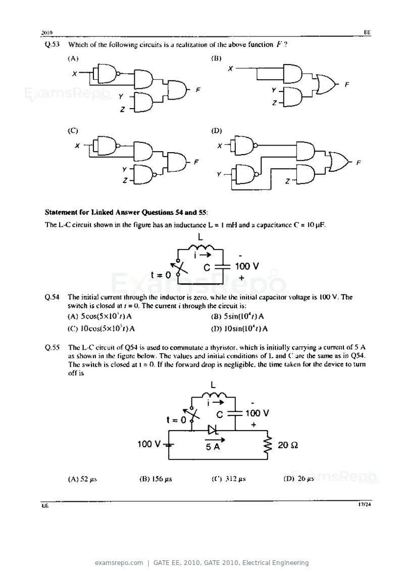 GATE EE 2010 question paper, GATE 2010, Electrical Engineering, page 17 of 24