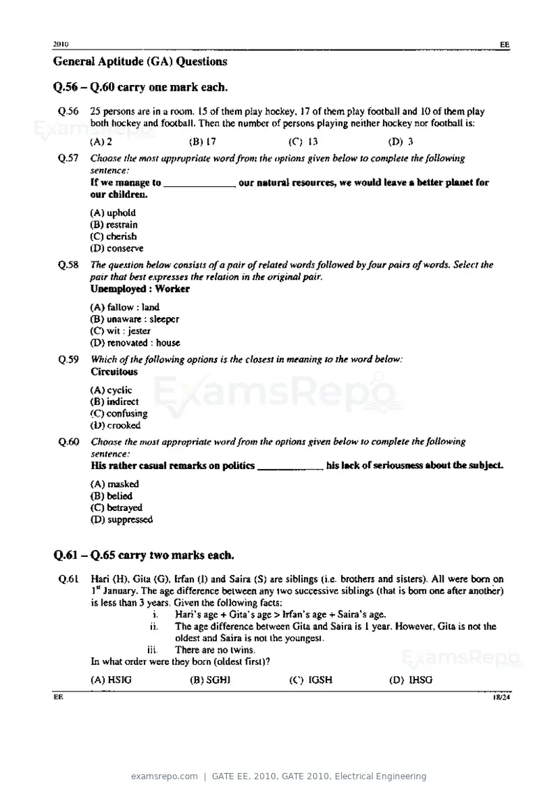 GATE EE 2010 question paper, GATE 2010, Electrical Engineering, page 18 of 24