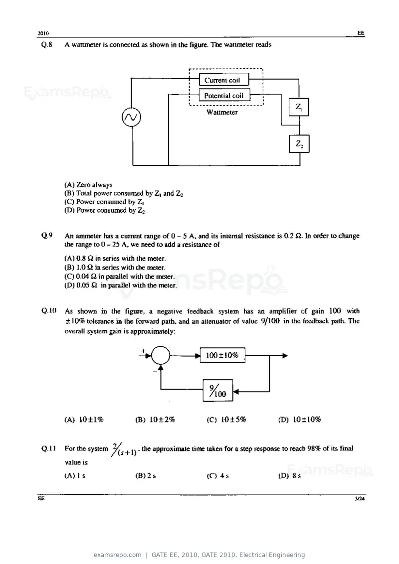 GATE EE 2010 question paper, GATE 2010, Electrical Engineering, page 3 of 24