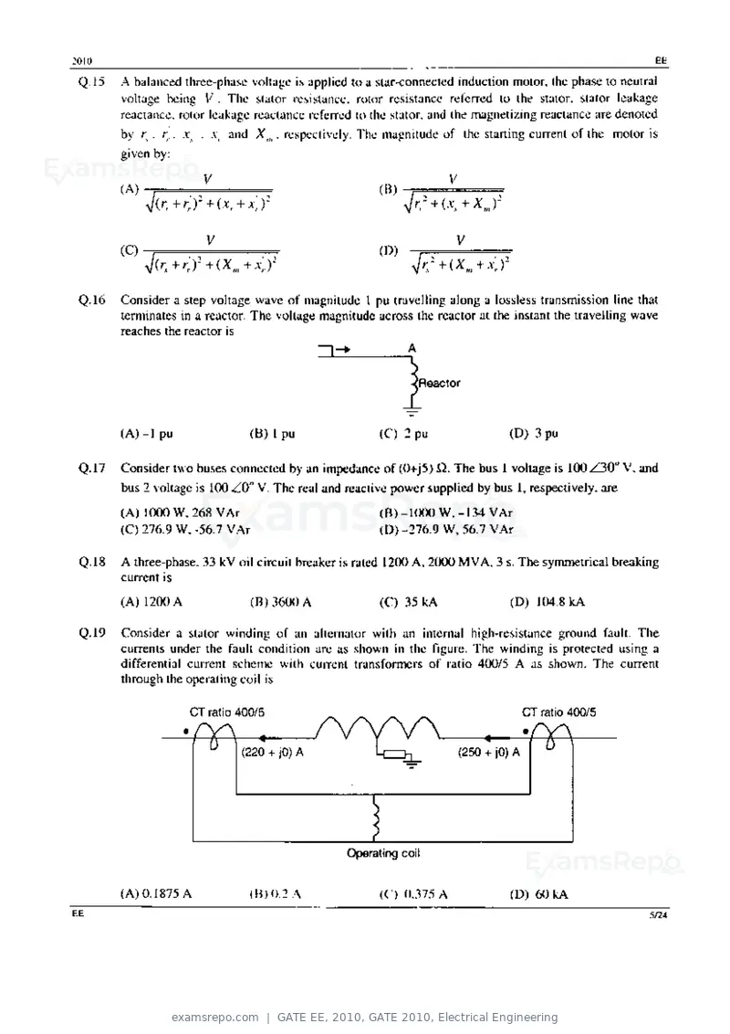 GATE EE 2010 question paper, GATE 2010, Electrical Engineering, page 5 of 24