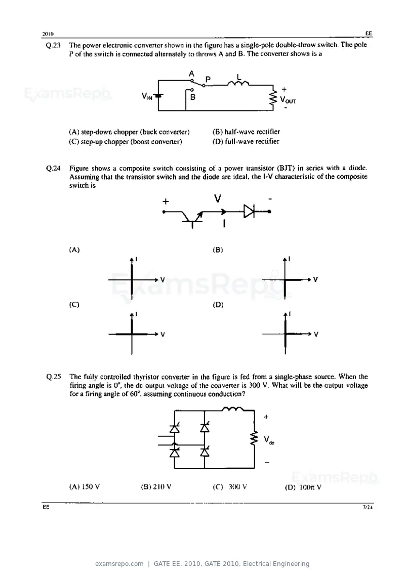 GATE EE 2010 question paper, GATE 2010, Electrical Engineering, page 7 of 24