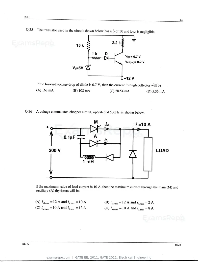 GATE EE 2011 question paper, GATE 2011, Electrical Engineering, page 10 of 18