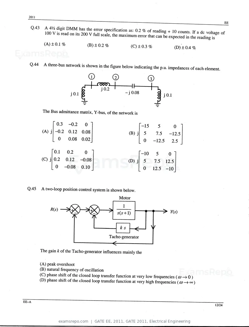 GATE EE 2011 question paper, GATE 2011, Electrical Engineering, page 12 of 18