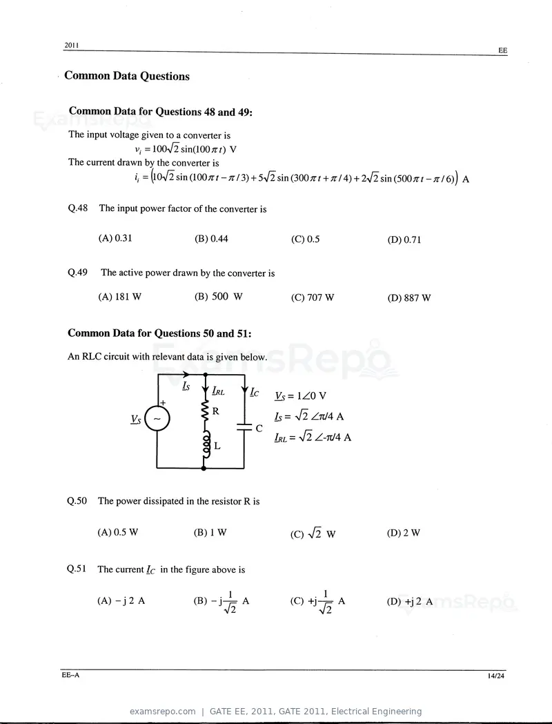 GATE EE 2011 question paper, GATE 2011, Electrical Engineering, page 14 of 18