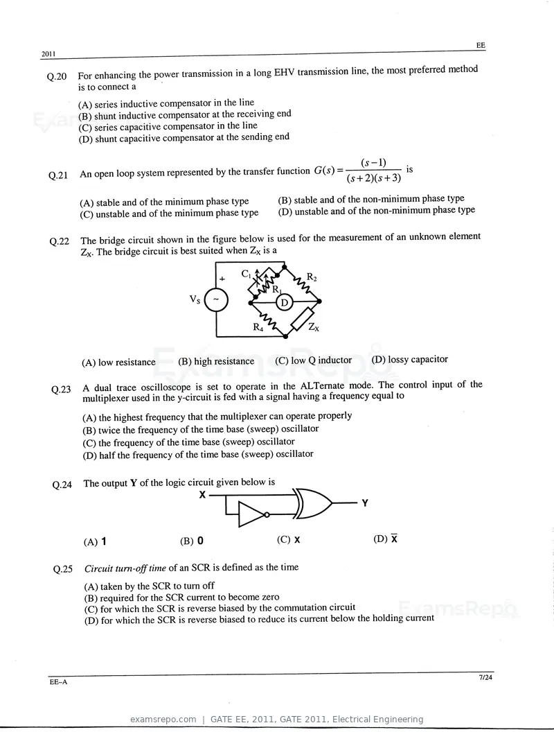 GATE EE 2011 question paper, GATE 2011, Electrical Engineering, page 7 of 18