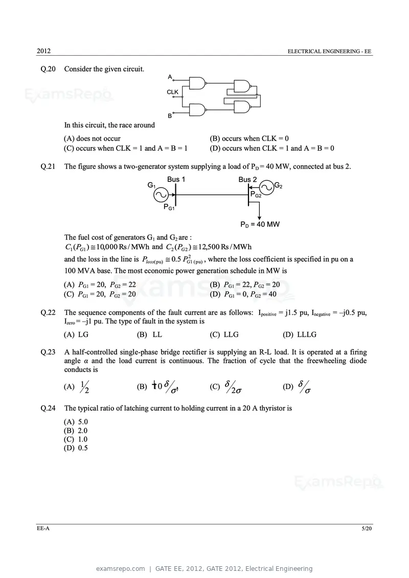 GATE EE 2012 question paper, GATE 2012, Electrical Engineering, page 5 of 16