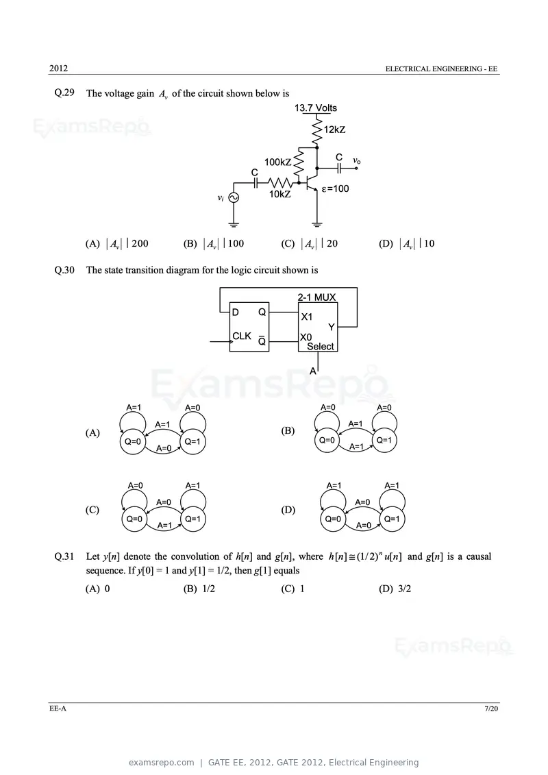 GATE EE 2012 question paper, GATE 2012, Electrical Engineering, page 7 of 16