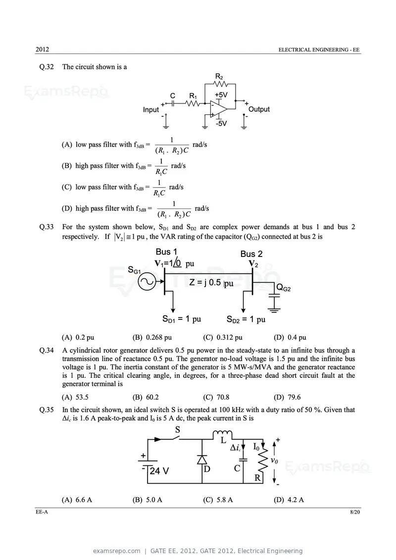 GATE EE 2012 question paper, GATE 2012, Electrical Engineering, page 8 of 16