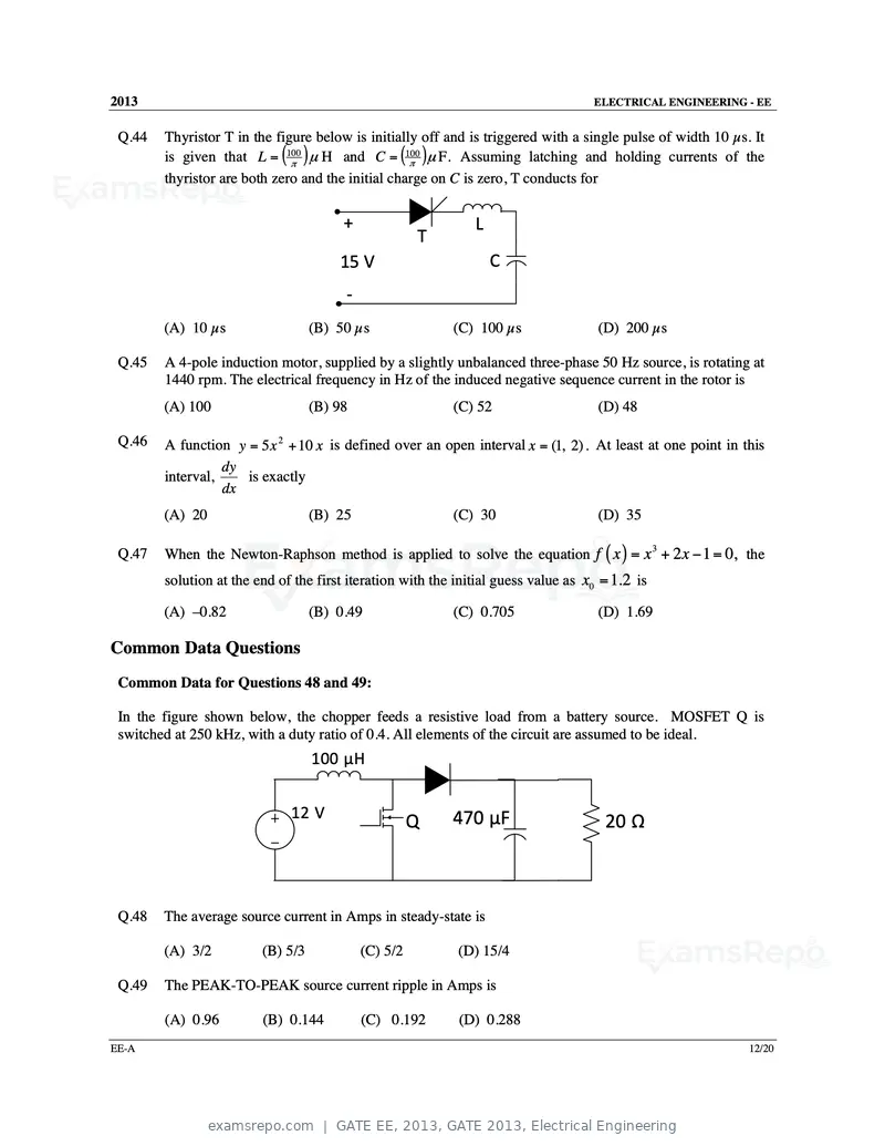 GATE EE 2013 question paper, GATE 2013, Electrical Engineering, page 13 of 68