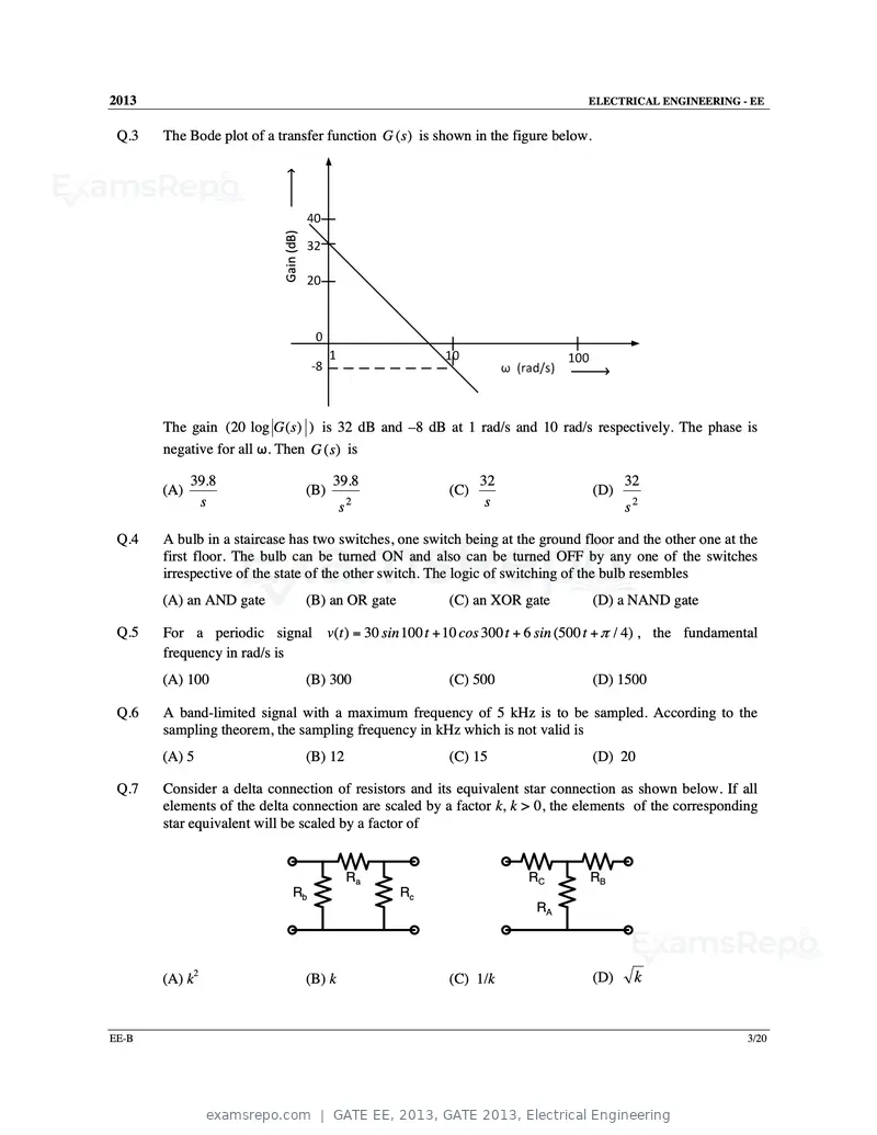 GATE EE 2013 question paper, GATE 2013, Electrical Engineering, page 21 of 68