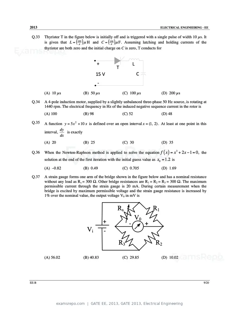 GATE EE 2013 question paper, GATE 2013, Electrical Engineering, page 27 of 68