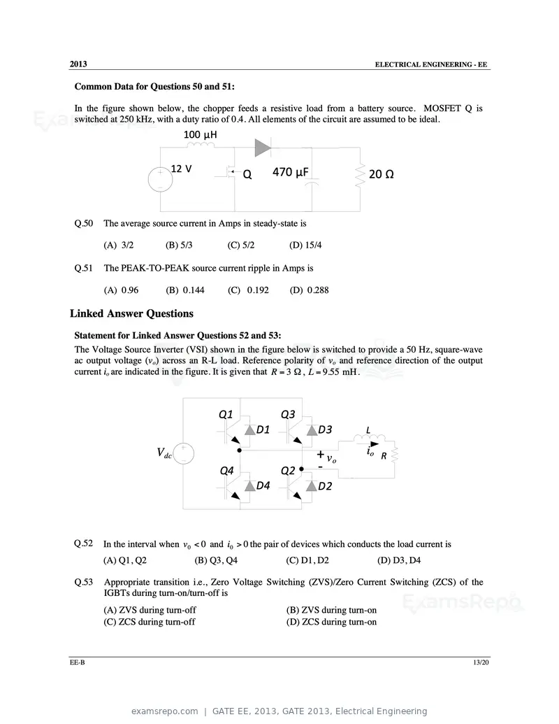 GATE EE 2013 question paper, GATE 2013, Electrical Engineering, page 31 of 68