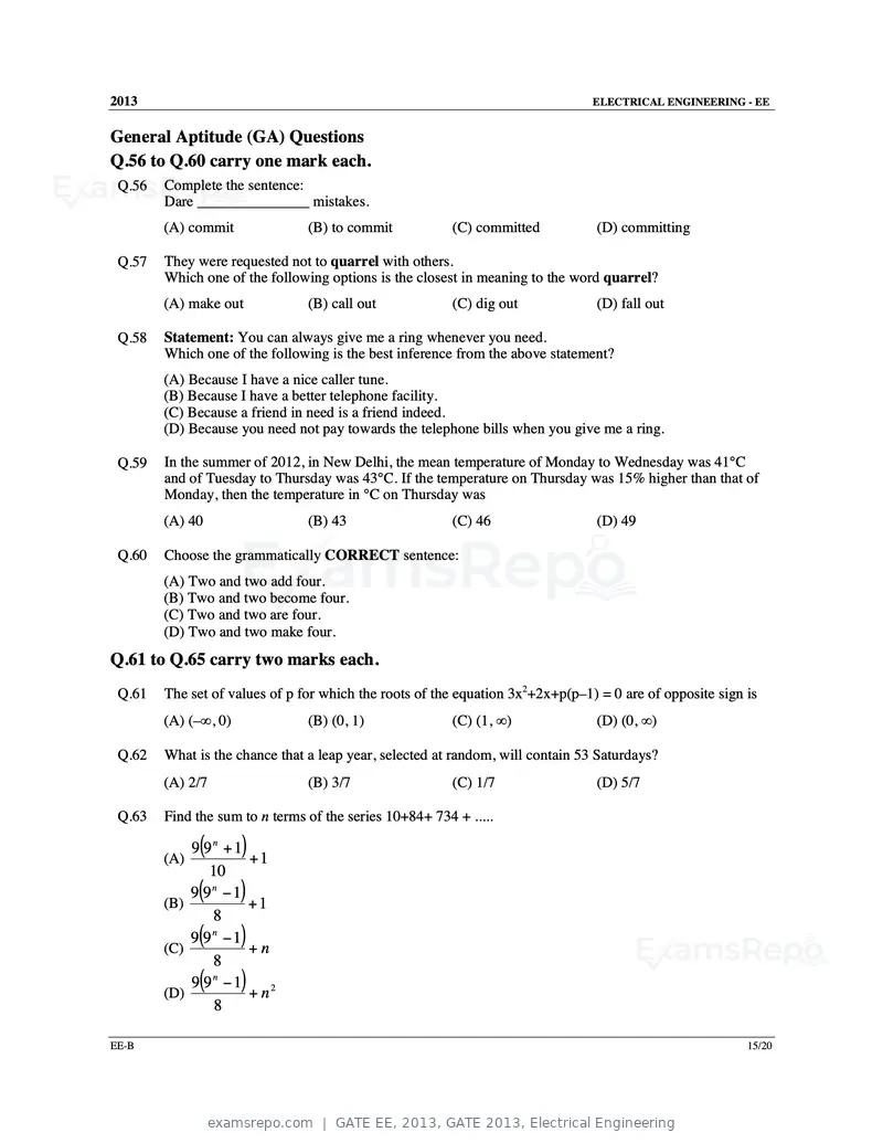 GATE EE 2013 question paper, GATE 2013, Electrical Engineering, page 33 of 68