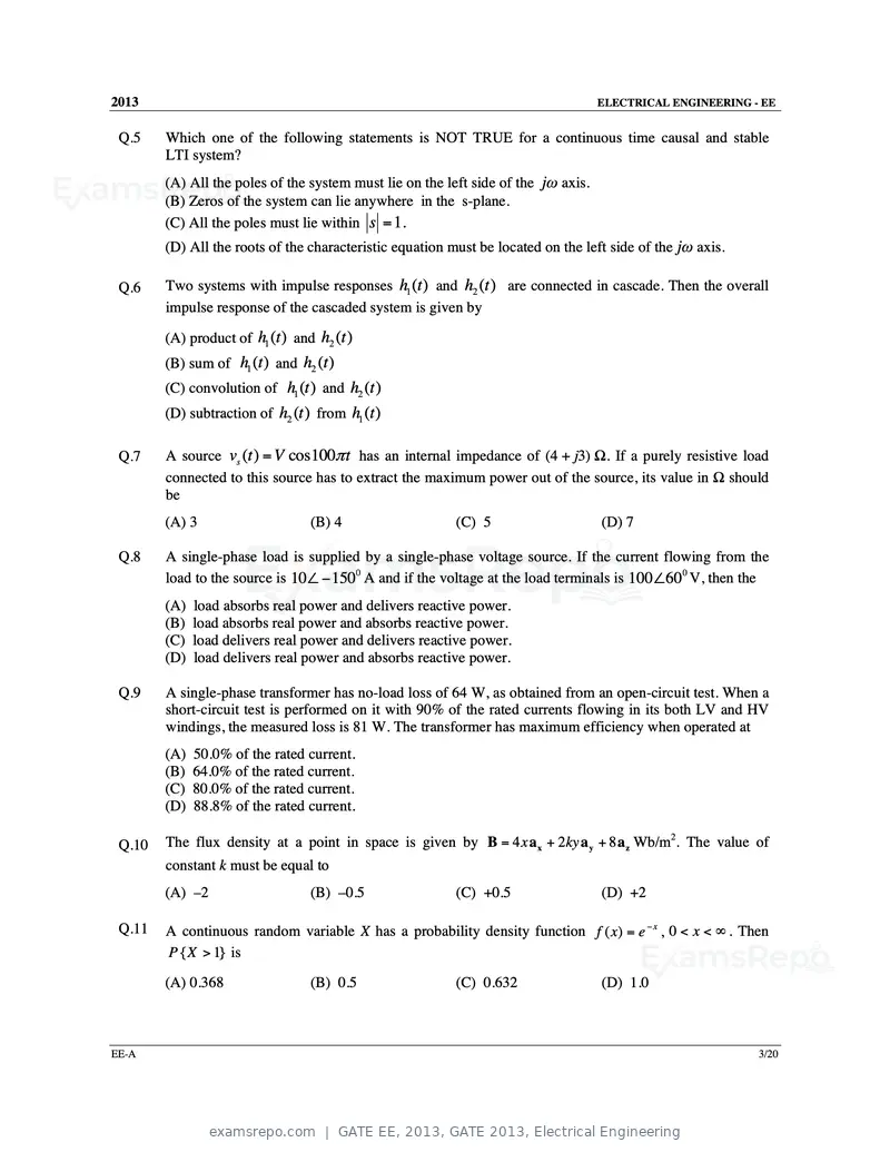 GATE EE 2013 question paper, GATE 2013, Electrical Engineering, page 4 of 68