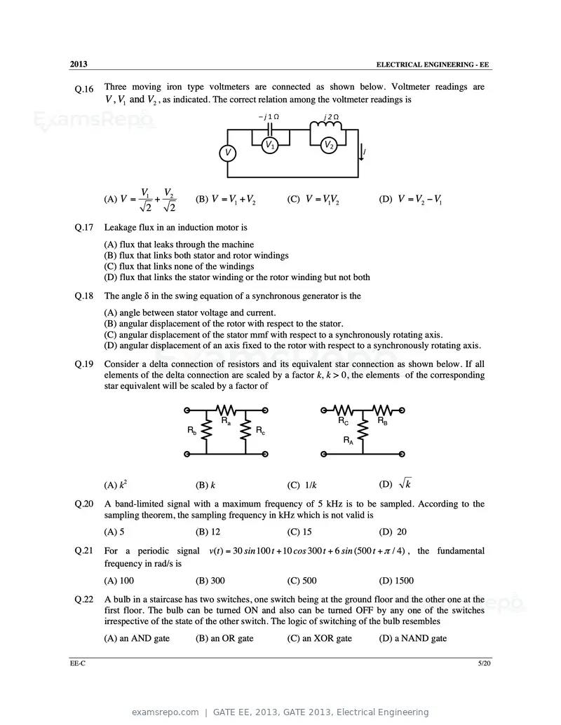 GATE EE 2013 question paper, GATE 2013, Electrical Engineering, page 40 of 68