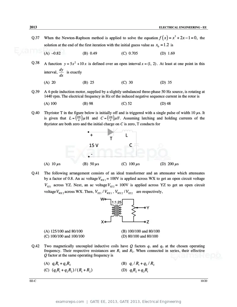 GATE EE 2013 question paper, GATE 2013, Electrical Engineering, page 45 of 68