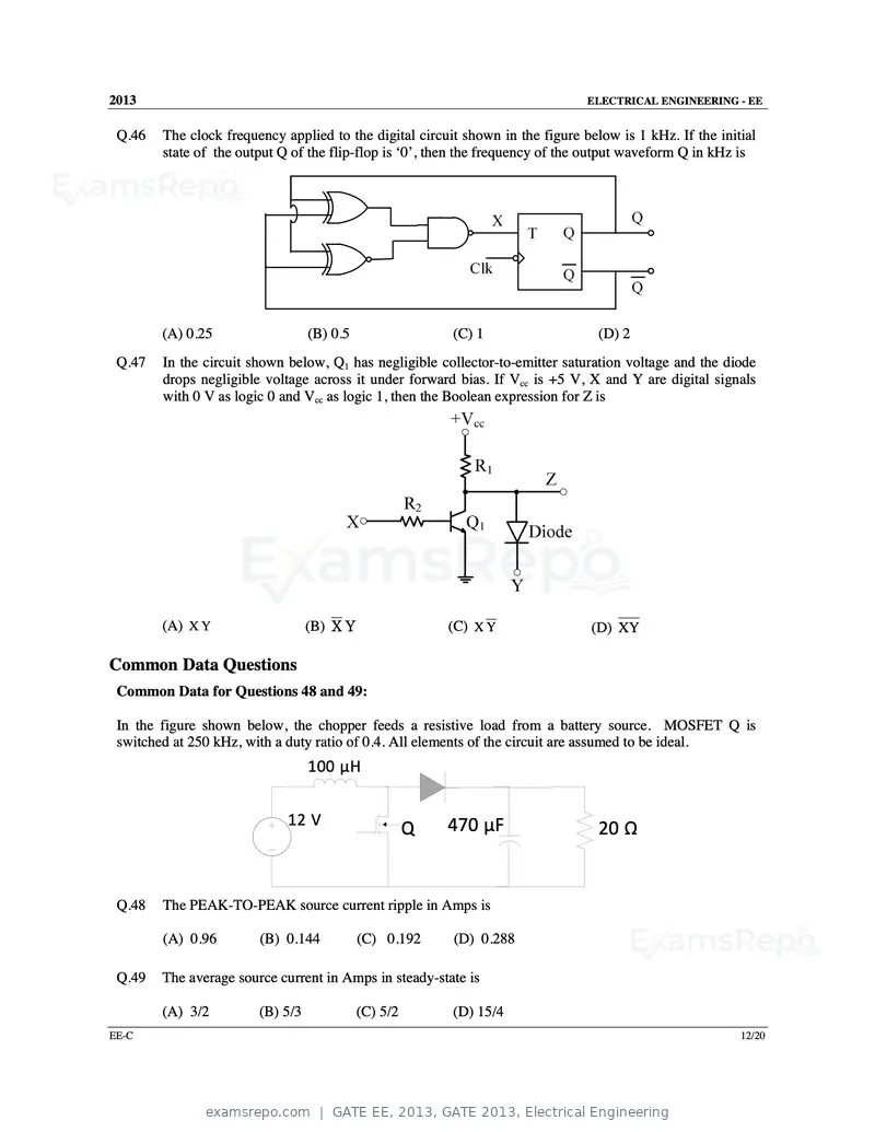 GATE EE 2013 question paper, GATE 2013, Electrical Engineering, page 47 of 68