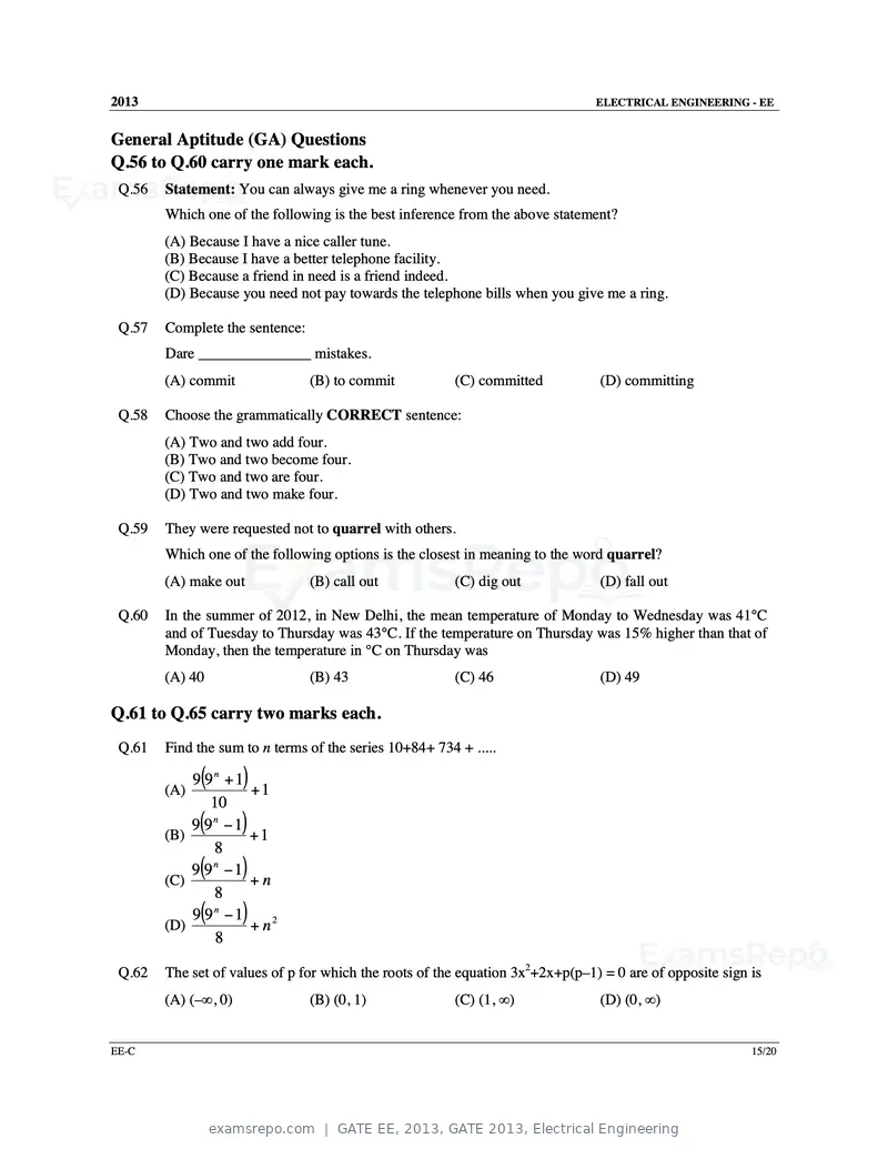 GATE EE 2013 question paper, GATE 2013, Electrical Engineering, page 50 of 68