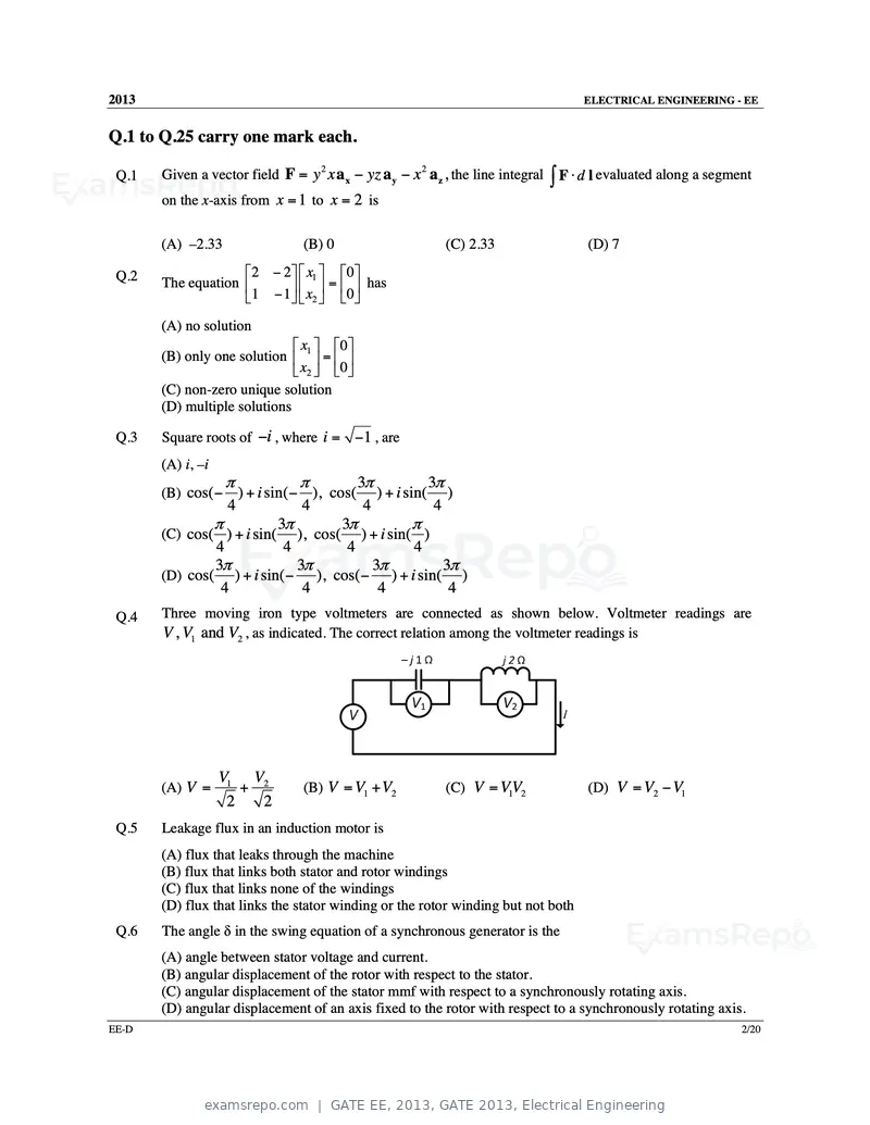 GATE EE 2013 question paper, GATE 2013, Electrical Engineering, page 54 of 68